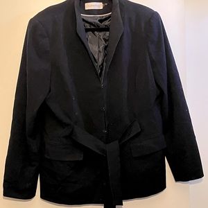 Black Calvin Klein Suit Jacket / Blazer with Tie Belt at Waist, Size 14